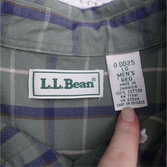 Vintage 90s Lands’ End Green Plaid Button Up Shirt - Picture 7 of 7